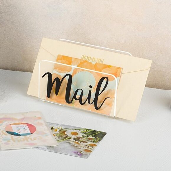 Acrylic Mail Holder, Clear Sorter, Organizer Countertop, Print Script Letter Hol - Picture 8 of 8
